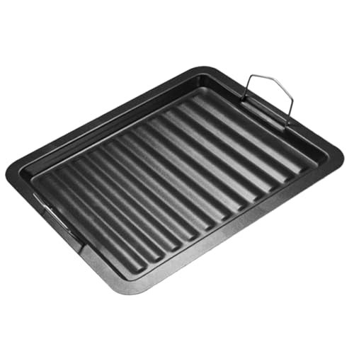 LABRIMP Enamel Outdoor Grill Pan Non-Stick BBQ Baking Tray Multi-Function Grilling Pan for Family Camping Picnic 11.61 X 9.84 X 0.79 Inch