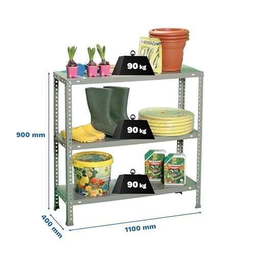 Miniatura 3 de Simonrack Estanteria Metalica 3 Baldas Ajustables, 90 Kg De Punto Flexión, 900x1100x400 Mm, Con Tornillos, Estantería Almacenaje, Gris - Comfort