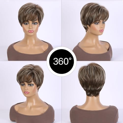 Perruque courte brune dorée idéale pour changer de style en soirée - 4