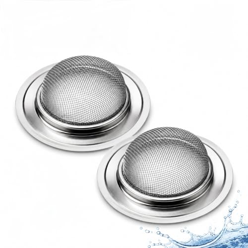 TRILOXX Sink Strainer (Pack of 2), Stainless Steel Sink Jali for Kitchen, Fine Mesh Drain Filter, Anti-Clogging Sink Waste Catcher, Rust Proof & Easy Clean Drain Cover (Silver)