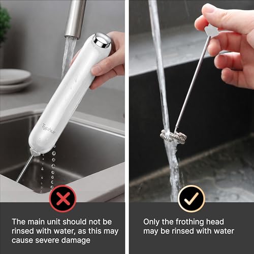 Image of InstaWhisk Milk Frother with Variable Speed, Rechargeable Coffee Frother Wand with Detachable Double Whisk, Handheld Electric Stirrer for Latte, Cappuccino, Matcha, Almond Milk, Protein, White