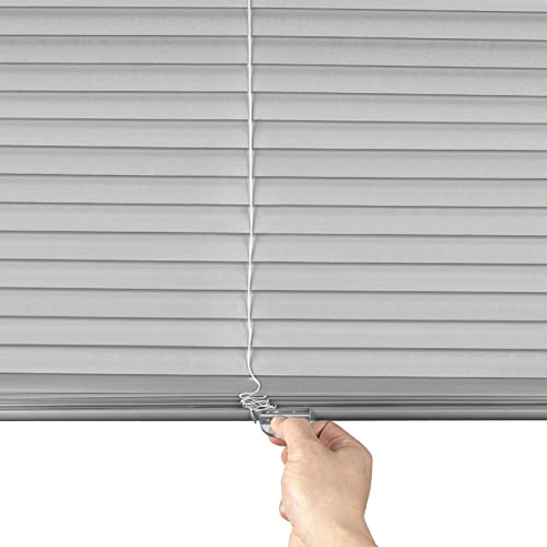Raoot-Cordless Mini-Blinds For Windows-Horizontal Window Blinds With Tilt Wand, Aluminum Light Filtering - Blinds & Shades, 27" W X 64" H Uv Protection Viny-Blind, Silver Grey #TOP2