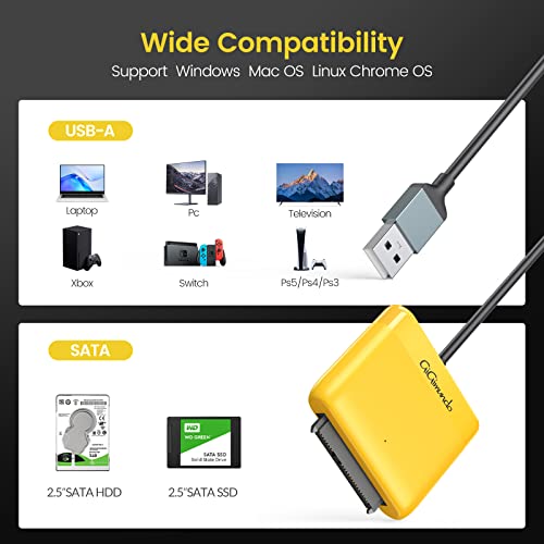 Gigimundo Sata To Usb 3.0 Adapter, 1Ft Sata To Usb Cable For 2.5 Inch Ssd & Hdd, External Converter For Ssd/Hdd Data Transfer With Silicone Hard Drive Case [Support Uasp] #TOP3