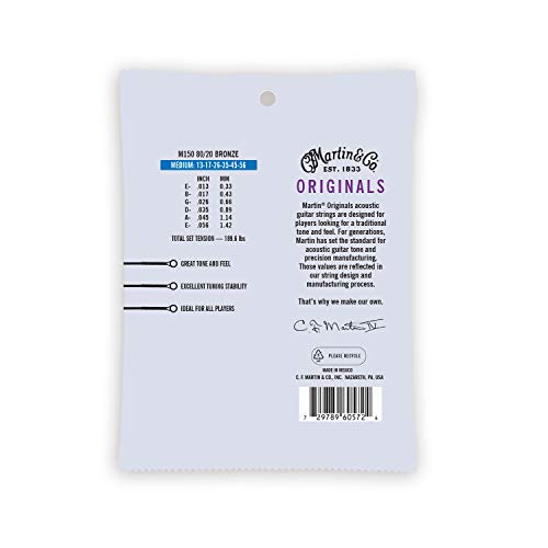 Martin M-150 Cordes pour Guitare acoustique Medium - Les Beatles, Paul McCartney, John Lennon, RIngo Starr, George Harrison Martin M-150 Cordes pour Guitare acoustique Medium – Image 3