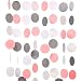 Gray Pink White Paper Garland Circle Dots Party Garland Streamer Backdrop Hanging Decorations, 2.5" in Diameter, 20 Feet in Total