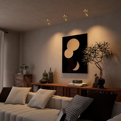 Image of LED Ceiling Spotlight - Adjustable Rotatable 350 & 90 Tilt, 7W (770 lm) 3000K Warm White, CRI ≥97, Copper Finish, Spot Light for Living Room, Bedroom, Corridor, Artwork