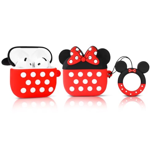 LEWOTE Compatible with Apple Airpods 4 Case Protective Funny Cute Cartoon Slim Cover with Keychain (Minnie)