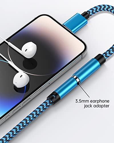 Image of iPhone Headphone Adapter, 2Pack Apple Dongle Lightning to 3.5mm Jack Converter Braided Audio Aux Cord Earbuds Splitter Adaptor Compatible with iPhone 14 13 12 11 Pro Max X XR XS SE 8 7 Plus iPad iPod