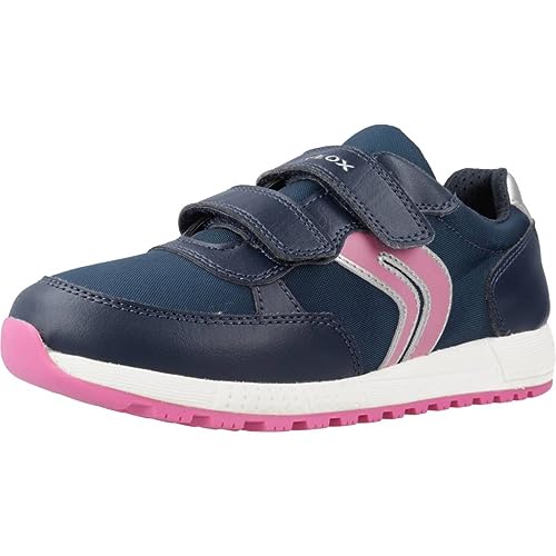 Geox J Alben Girl C, Zapatillas, Azul Marino, Fucsia, 35 EU