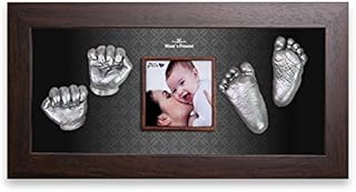 MomsPresent 赤ちゃん 手形 足形 WALNUT FRAMEで3DプリントDIYキットをキャスティング(PW-10-At-the-Modern)