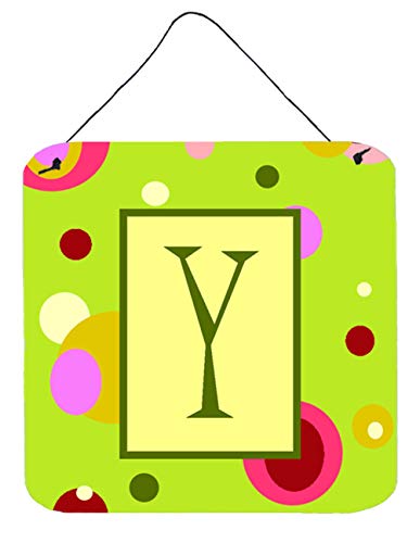 Caroline's Treasures CJ1010-YDS66 Letter Y Monogram - Lime Green Wall or Door Hanging Prints Aluminum Metal Sign Kitchen Wall Bar Bathroom Plaque Home Decor, 6x6, Multicolor