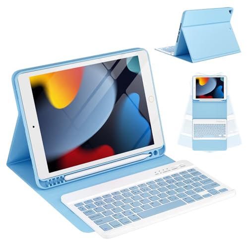 CC Store Clavier pour iPad 10.2 9th 2021/8th 2020/10.2 7th 2019/10.5 Air 3/10.5 Pro, Coque Clavier Wireless Bluetooth Français &amp; Abnehmbare Magnetische Tastatur