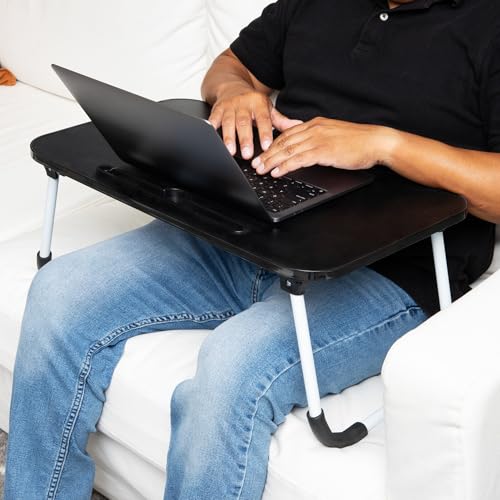 image for Mind Reader Lap Desk Laptop Stand, Bed Tray, Folding Legs, Couch Table