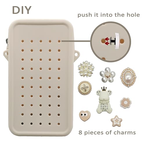 Cute Silicone Clog Crossbody Cell Phone Handbag Wallet with Shiny Charms and Adjustable Strape for Women & Girls2