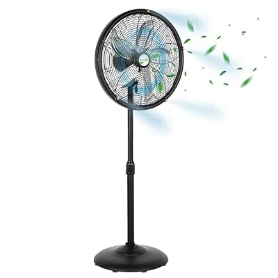 hykolity 18 inch Oscillating High-Velocity Outdoor Pedestal Misting Fan, 3-Speed Patio Fans for Outside, Adjustable Height, 120° Oscillation, Waterproof, Industrial Fan for Outdoor