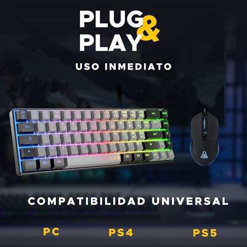 The G-Lab - Combo Hydrogen - Teclado y Raton Gaming, Teclado Gaming 65% con Cable, QWERTY, Formato Compacto + Ratón RGB, 6 Botones, 7200 dpi - Compatible con PC/PS4/PS5/XBOX - imagen 6