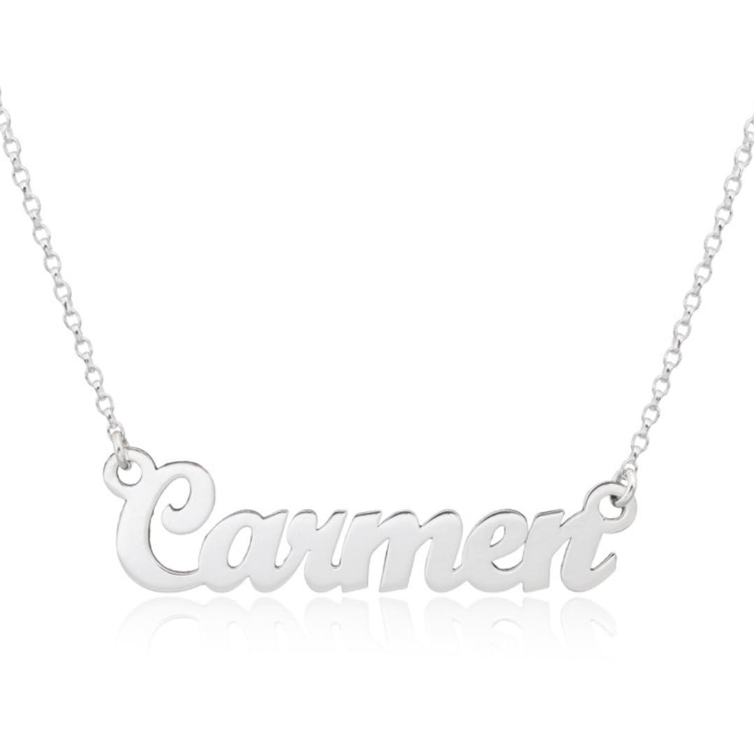 Collar Personalizable con Nombre en Plata de Ley 925 para Mujer - Detalle precioso personalizado para regalo de Navidad, Día de la Madre, Cumpleaños Hecho en España (Clásico)