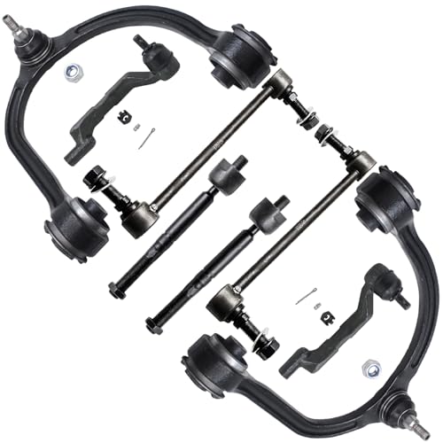 Image of Detroit Axle - AWD Front End Suspension Kit for 2011-2014 Chrysler 300, 2011-2015 2017-2023 Dodge Charger, 2 Upper Control Arms Ball Joint 4 Inner Outer Tie Rods 2 Sway Bars Replacement