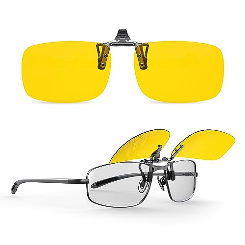 Goiteia Polarisierte Aufsteckbrille für Nachtfahrten Herren Damen – Nachtfahrbrille mit Flip-Up Design & Doppel-AR-Beschichtung, Blendfrei gegen entgegenkommende Scheinwerfer(57 * 36mm)