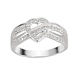 CloseoutWarehouse Cubic Zirconia Iced Infinity Heart Knot Ring Sterling Silver Size 9