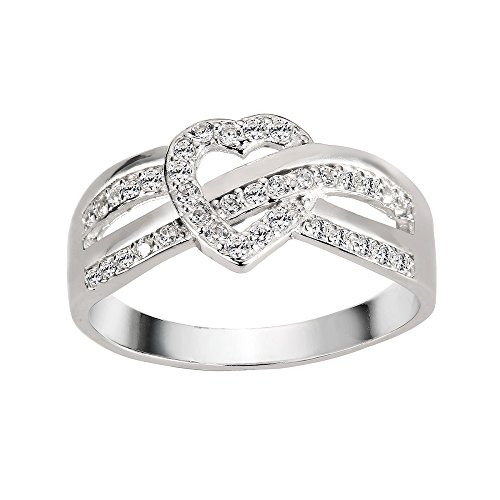 Closeoutwarehouse Cubic Zirconia Iced Infinity Heart Knot Ring Sterling Silver Size 9 #TOP19