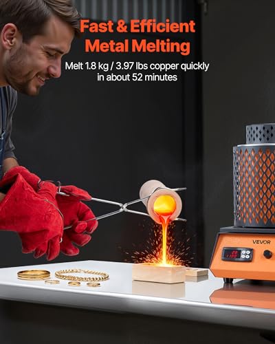 Vevor Forno Di Fusione Elettrico, 1500 W Macchina Per Fusione Di Metalli Da 1150 ℃ Con Crogiolo In Ceramica Da 5 Kg, Kit Per Oro Per La Creazione Di Gioielli, Barre Di Metallo, Componenti Metallici - 2