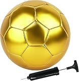 NBSPT Soccer Ball Size 3 4 5 DIY Craft Boys Girls Adults Birthday Gift with Pump Needle Training Practice Yellow Golden Ball