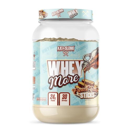 Axe & Sledge WHEY More Premium Protein Blend | 24g Protein, Whey Concentrate & Isolate | Prebiotic Fiber for Enhanced Absorption | Creamy, Delicious, Versatile | 30 Servings, French Toast Sticks