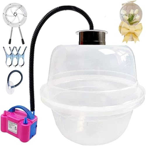 DJCDDM Balloon Stuffing Machine, 18.1 Inch Electric Gift Wrapping Machine, Balloon Expander for Plush Toys & Bouquets, with Electric Pump & Tool Kit (White)