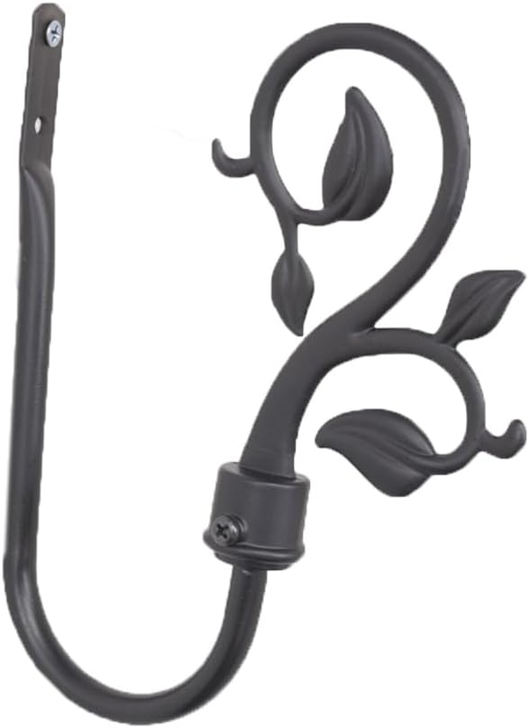 1 Pair Creative Alloy Curtain Holdbacks Wall Mounted Curtain Tiebacks Metal Decorative Curtain Hooks Holders for Drapes (Black)