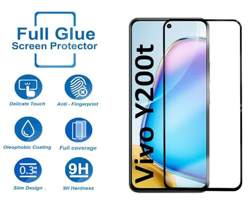 Image of 100FIT Tempered Glass For Vivo Y200T, Vivo Y58 5G With Full Glue Edge To Edge Coverage And Easy Installation Kit