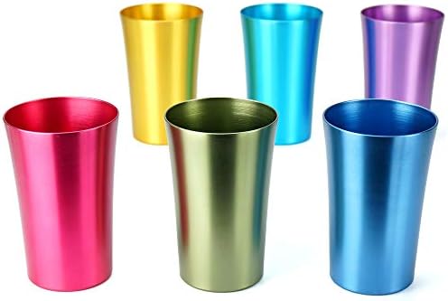 Aluminum Water Tumblers, Set of 6, Different Color, for Children and Adults, Travelling Tumblers, Party Tumblers, Stackable 10oz (SMALL)