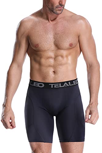 Telaleo 5 Pack Compression Shorts For Men Spandex Sport Shorts Athletic Workout Running Performance Baselayer Underwear Black/Double Blue/Double Gray M thumb #1