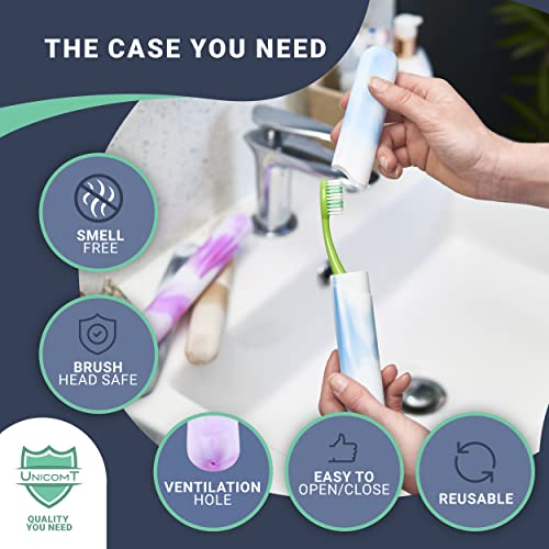 4 pack elite travel toothbrush case with drainage holes  portable breathable plastic toothbrush holders travel covers  ideal for camping trips amp daily use  assorted colors