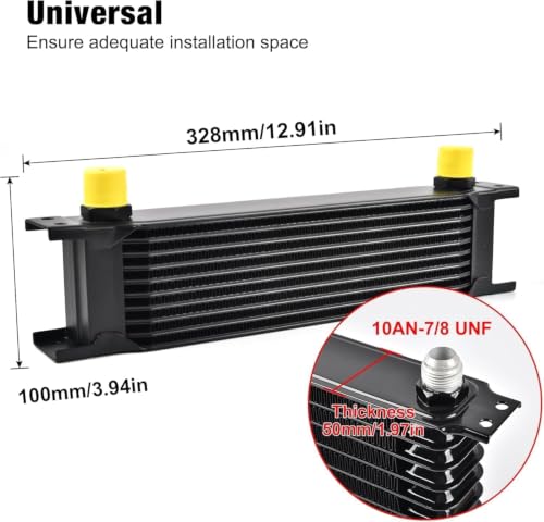 Image of EVIL ENERGY 10 Row Oil Cooler Kit, 10AN Transmission Engine Cooler British Radiator Universal Aluminium Black