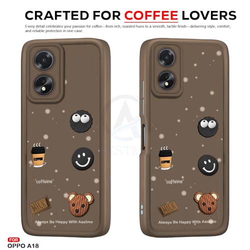 Image of AESTMO Back Case Cover for Oppo A18 / A38 Cover | Cute Fun Cartoon 3D Ball | Coffee Silicone Case | Full Body Protection | Camera Protection Back Cover for Oppo A18 / A38 (Brown)