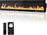 80' Electric Fireplace, Recessed/Wall Mounted with Smart WiFi App & Remote Control,Features Dual Heat Settings, Adjustable Flame Colors & Touch Screen,Slim Modern Design for Living Room and Bedroom