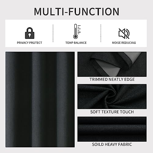 Image of Joydeco Blackout Curtains 120 Inches Long 2 Panels Burg, Room Darkening Curtains for Bedroom, 100% Black Out Textured Thermal Drapes Privacy Protection 2 Panels Set(W52 x L120 Inch, Charcoal Grey)