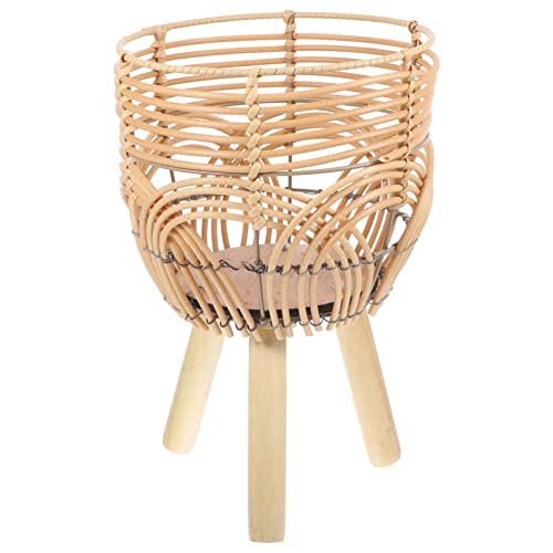 Sosoport Cesta De Flores De Bambú Maceta Tejida Soporte De Cesta Tejida Artificial Jardinera Palma Falsa Canasta De Frutas Estante para Ollas Soportes para Plantas De Interior Suculento