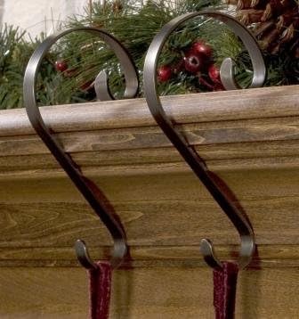 2-Piece Pewter Scroll Stocking Hanger Set