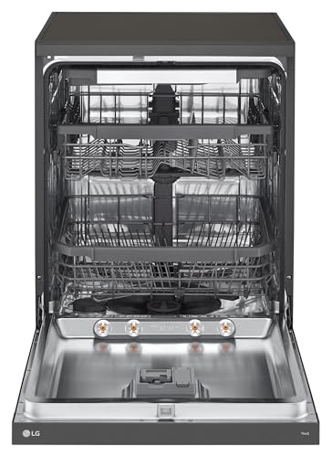 Image of LG 15 Place Settings with TrueSteam Technology Freestanding Dishwasher (DFB435FM, Matte Black, Auto Open Door, QuadWash, EasyRack Plus-Easy to load all types of utensils, Direct Drive Motor & Wi-Fi)