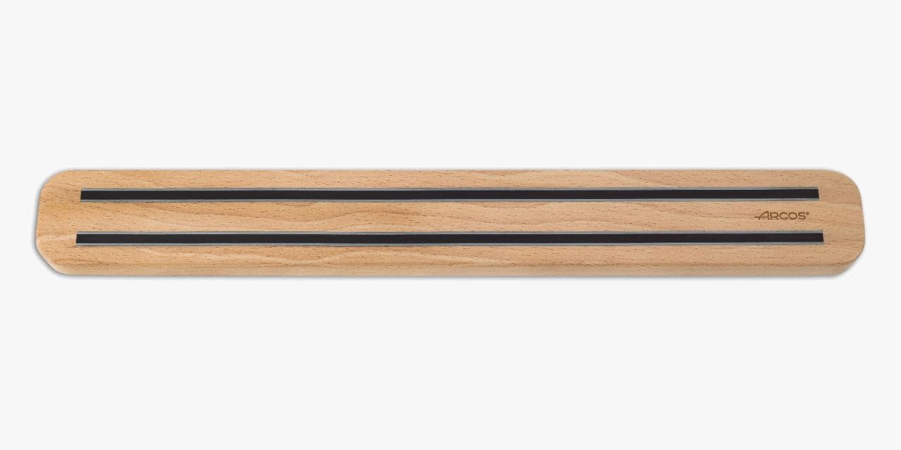 Arcos Magnet - Cremagliera Magnetica Porta Coltelli Magnetico - Fatto di Legno di Faggio 400 x 50 mm Colore Marrone