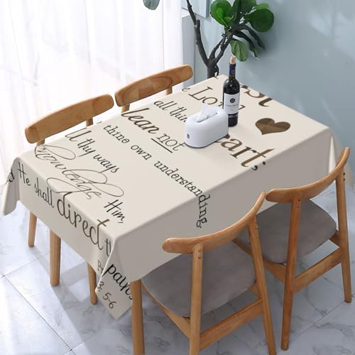 EOQIFJM Trust in The Lord with All Thine Heart Inspirational Theme Bible Verse Scripture (2) Tablecloth 54 x 72 Inch Waterproof Rectangle Tablecloths for Party, Picnic, Decorative