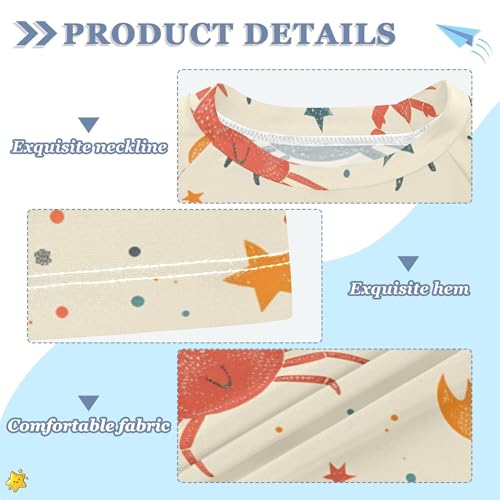 Star and Crab Bathing Suit Girls Short Sleeves Activewear Swimwear Beach Tops 3T3