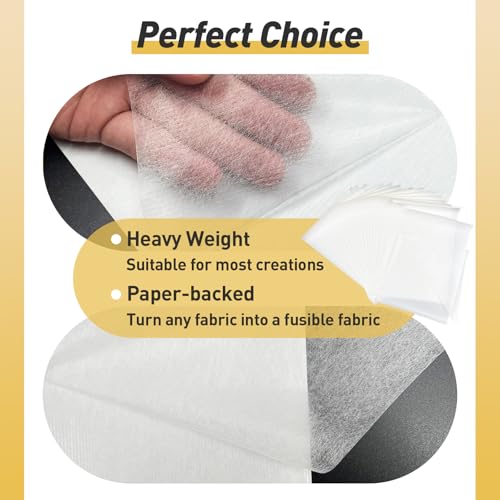 Stitch Witchery 20 Sheets, 8\" x 12\" Fusible Webbing for Fabric Applique, Heavy Weight Fusible Interfacing, Stitch Witchery Fusible Bonding Web for Fabric for DIY Crafts