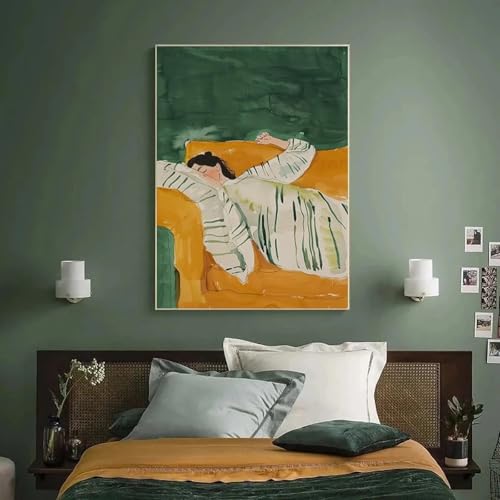 Affiche affiche femme café vert émeraude 50x70 pour décoration murale salon