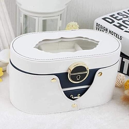 Butterfly Transparent Jewelry Box with Rotating Drawers, PU Organizer with Metal Button & Flocking Lining, 8.6in