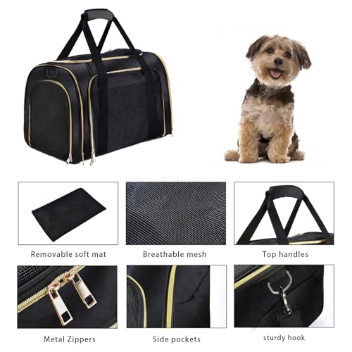 Image of KIKA Pets Goldfinch Cat Bag Carrier | Small Dog Puppy Bag Carrier | Airline Dimension Approved Akasa - Medium Size (18 x 9.8 x 9.9 inches), Midnight Black