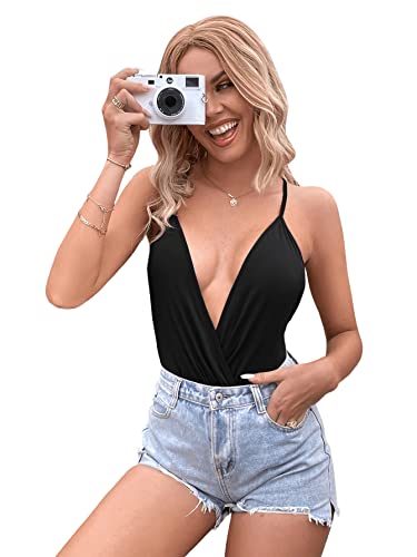 SweatyRocks Women's Deep V Neck Backless Cami Top...