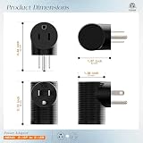 Plugrand Adaptador De Corriente De Ángulo Recto Nema 5-15R A 5-15P, Adaptador Macho-Hembra De 3 Clavijas En Ángulo Recto De EE. UU., Adaptador De Corriente Macho Hembra De EE. UU. En Ángulo De 90 Gra